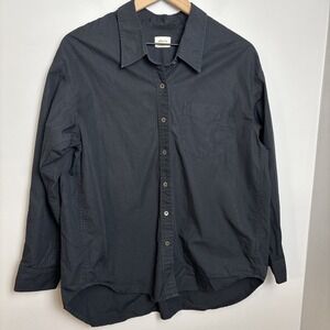Wilfred Free Women's XS Button-Up Oversized Cotton Shirt Black Long Sleeve